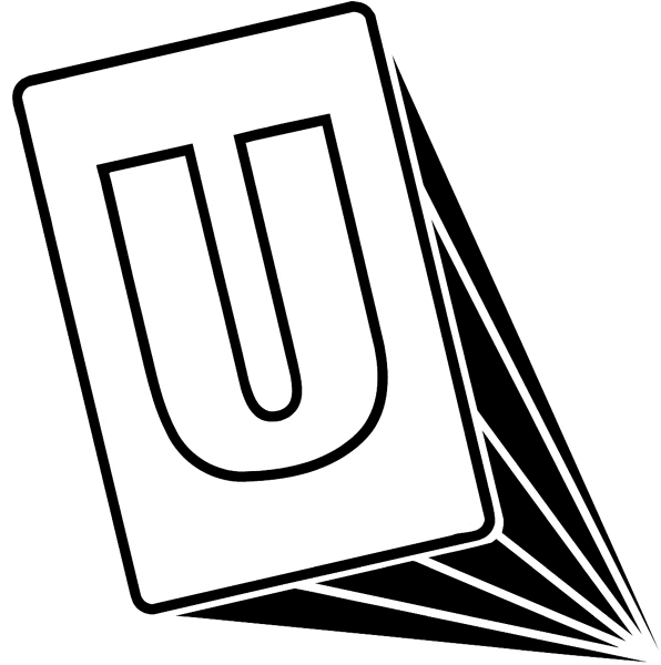 The letter 'U' vinyl sticker. Customize on line. Numbers 065-1863